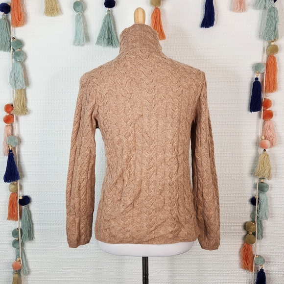 Garnet Hill Cashmere Cabled T-Neck - Picture 5 of 8